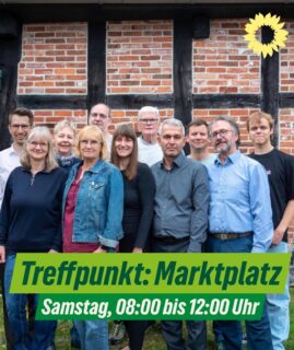 📌 Treffpunkt: Marktplatz Schwanewede

Samstag, 08:00 bis 12:00 Uhr. Du möchtest uns kennen lernen? Dann schau vorbei! Wir stehen Rede und Antwort zu unseren Zehen für Schwanewede und in Landkreis Osterholz.
Auf ein Gespräch mit dir! 👋