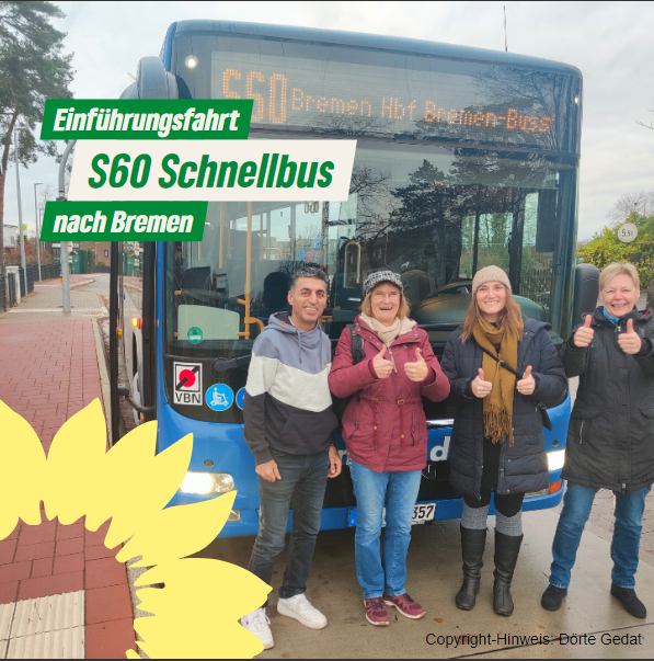 GRÜNE Schwanewede fahren zur Einführung mit der Schnellbuslinie S60